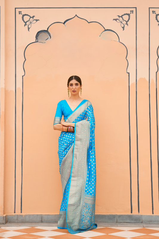 Handloom Crafted Saree in Nylon Silk Georgette for Festive Wear