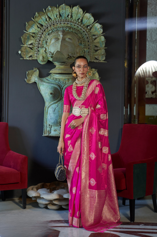 Nylon Pure Satin Handloom Weaving Saree with Subtle Elegance