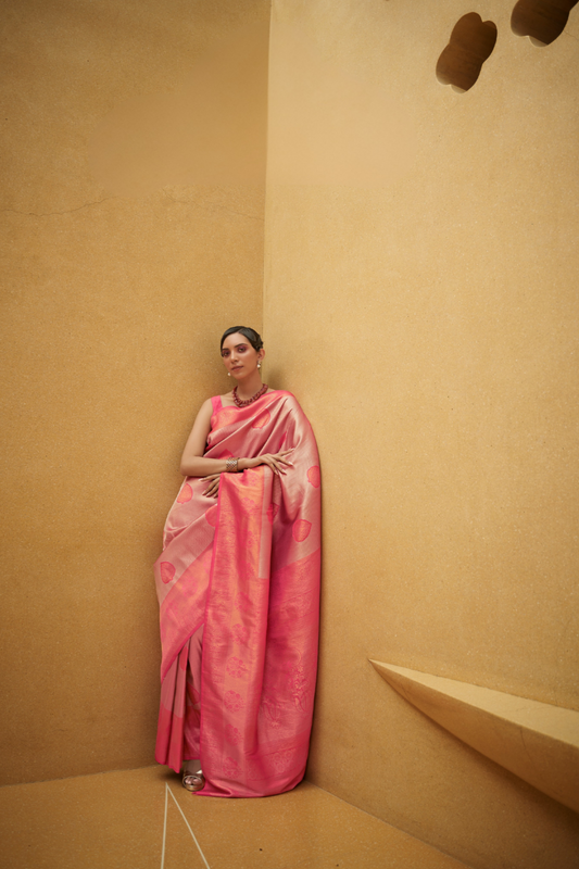 Two-Tone Nylon Woven Silk Saree with Elegant Shine