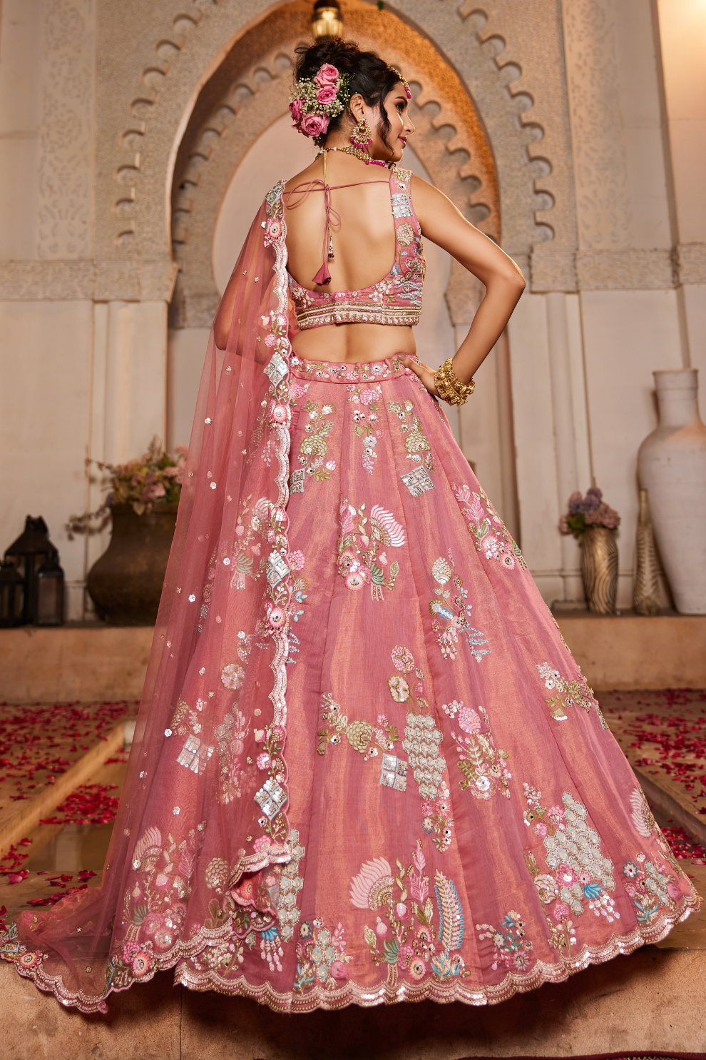 Graceful Net Lehenga Choli Set with Sequined Dupatta