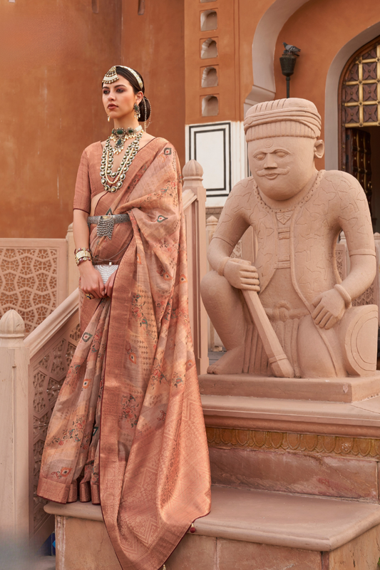 Organza Silk Saree with Jacquard Butti and Digital Print