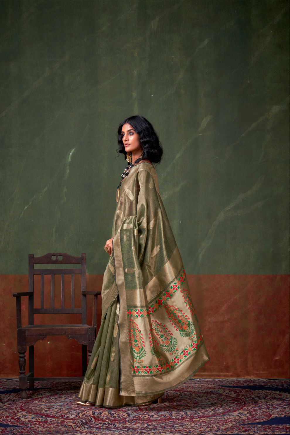 Paithani Zari Tissue Saree with Traditional Handloom Weaving