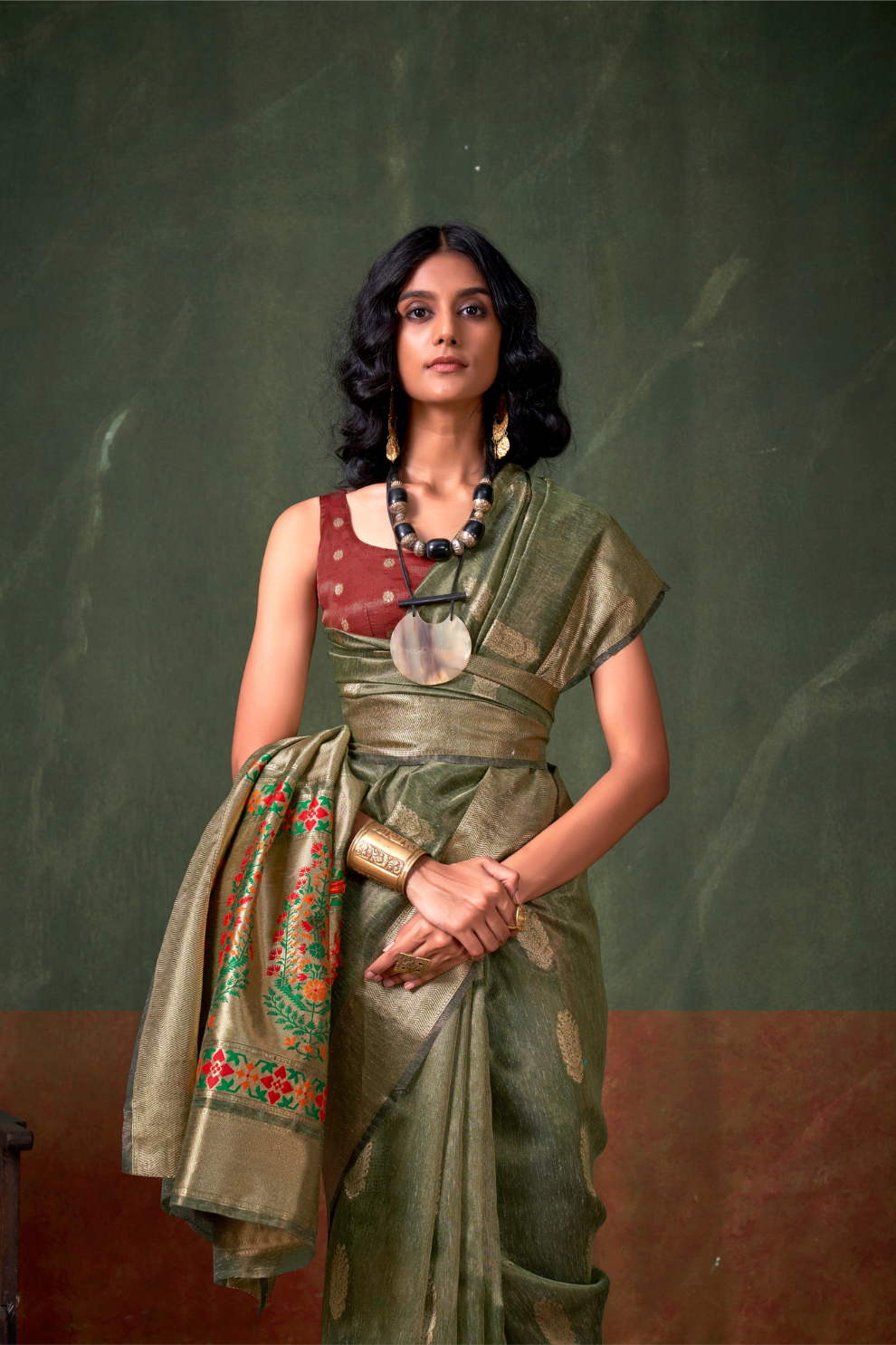 Paithani Zari Tissue Saree with Traditional Handloom Weaving