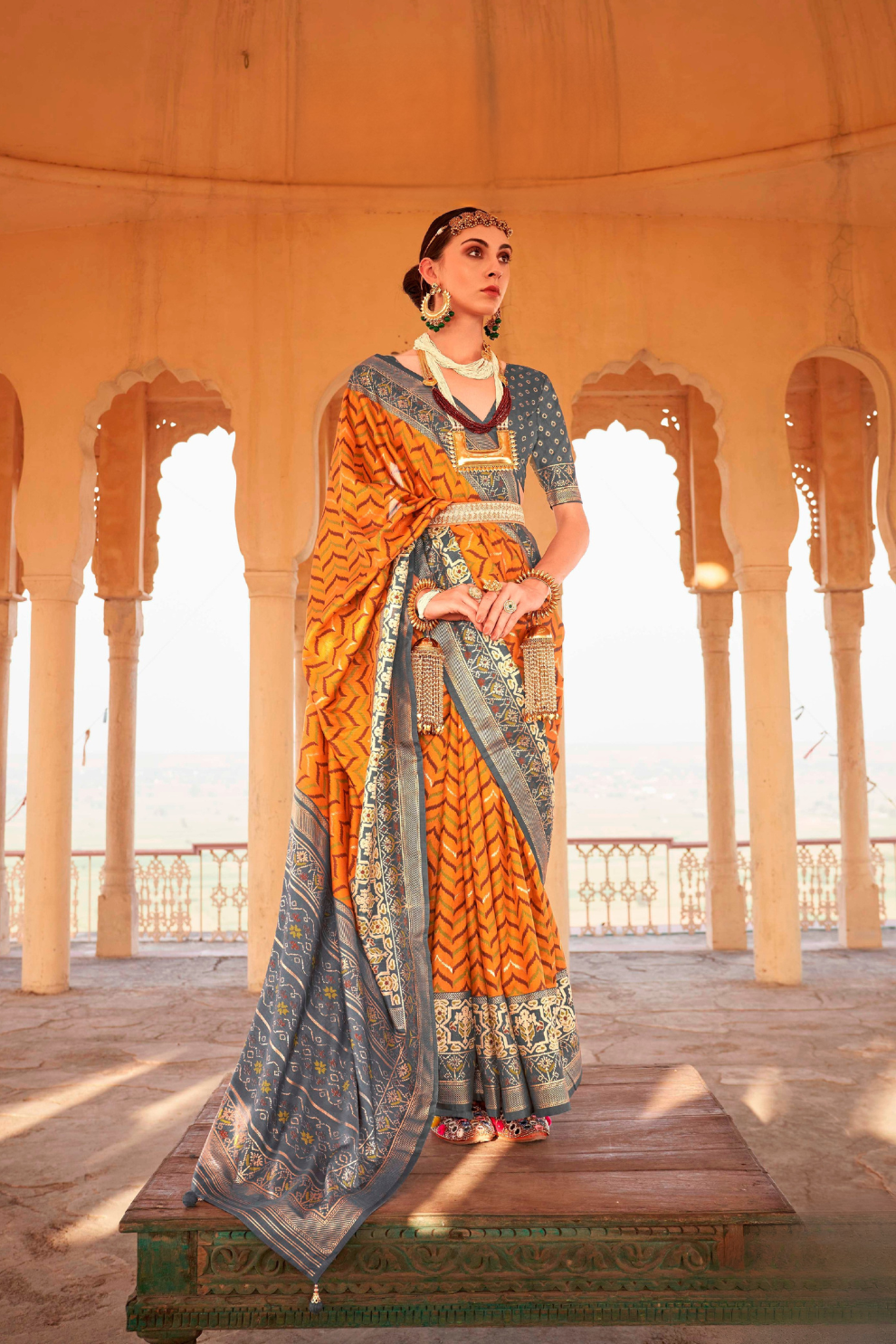 Elegant Patola Printed Art Silk Saree with Intricate Design