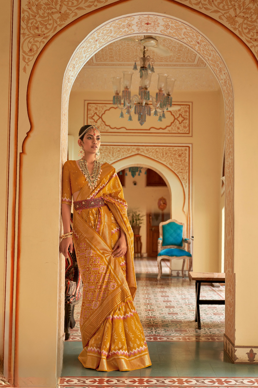 Graceful Patola Silk Saree with Intricate Weaving Work