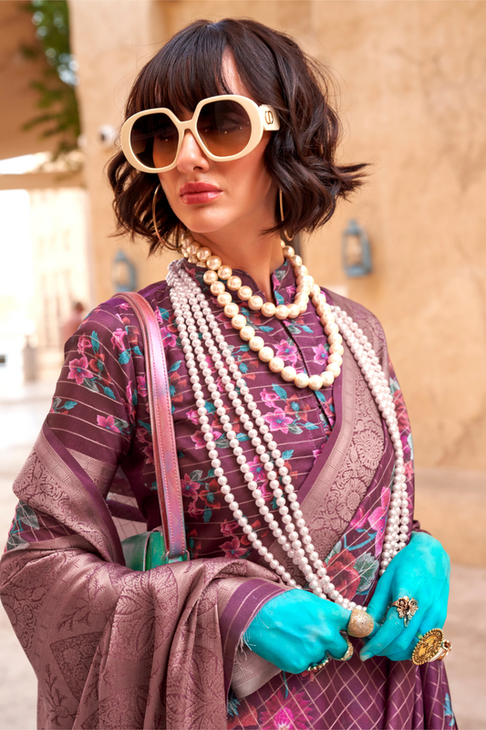 Elegant Digital Print Georgette Saree with Contemporary Design