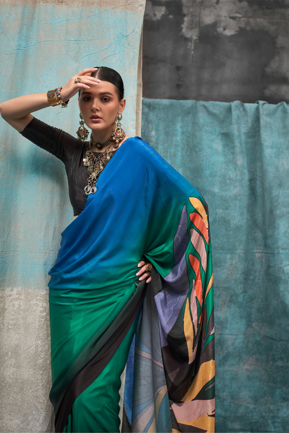 Pure Silk Crepe Saree with Statement Prints