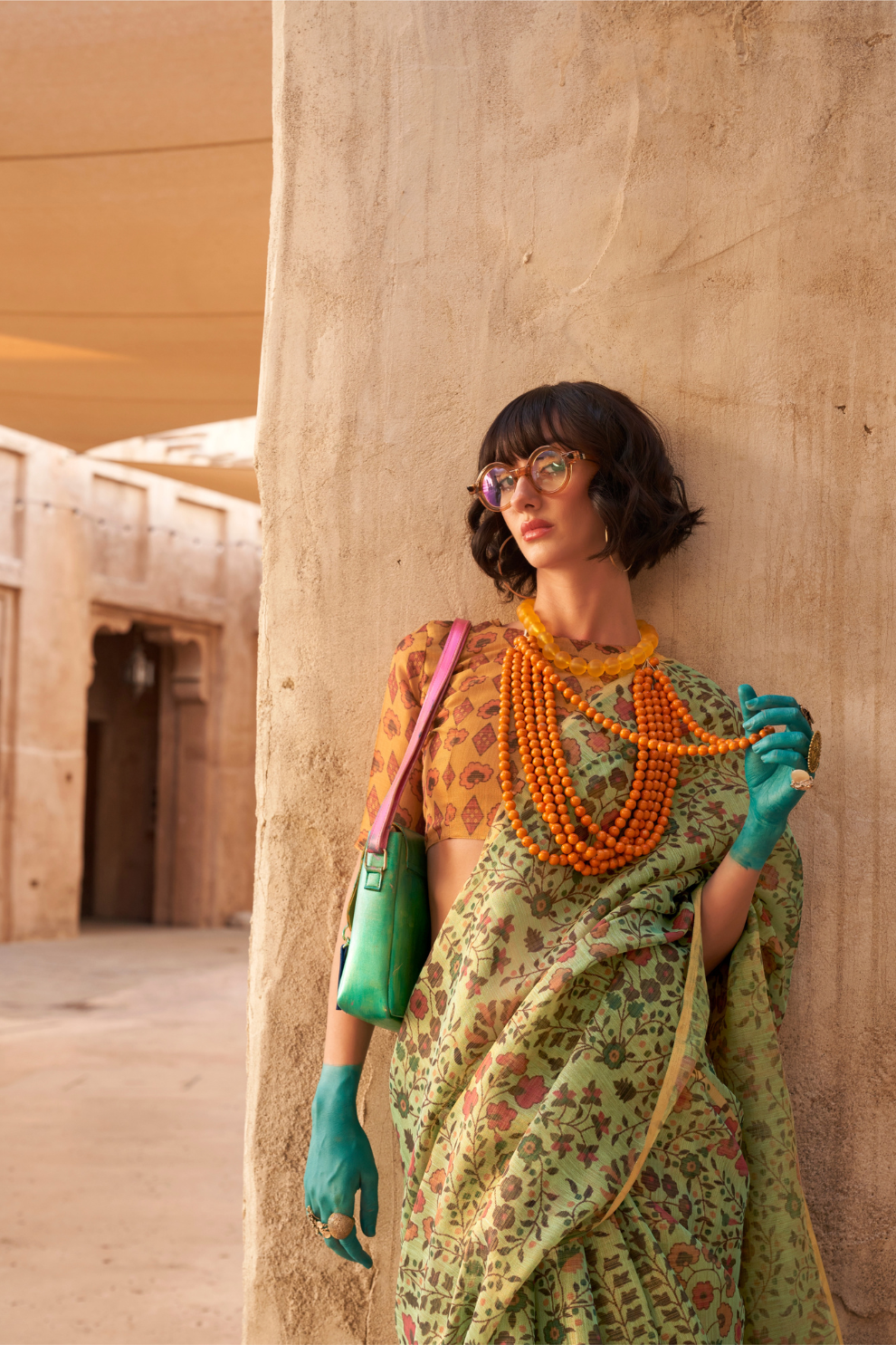 Digital Printed Tissue Silk Saree with Subtle Zari Shine