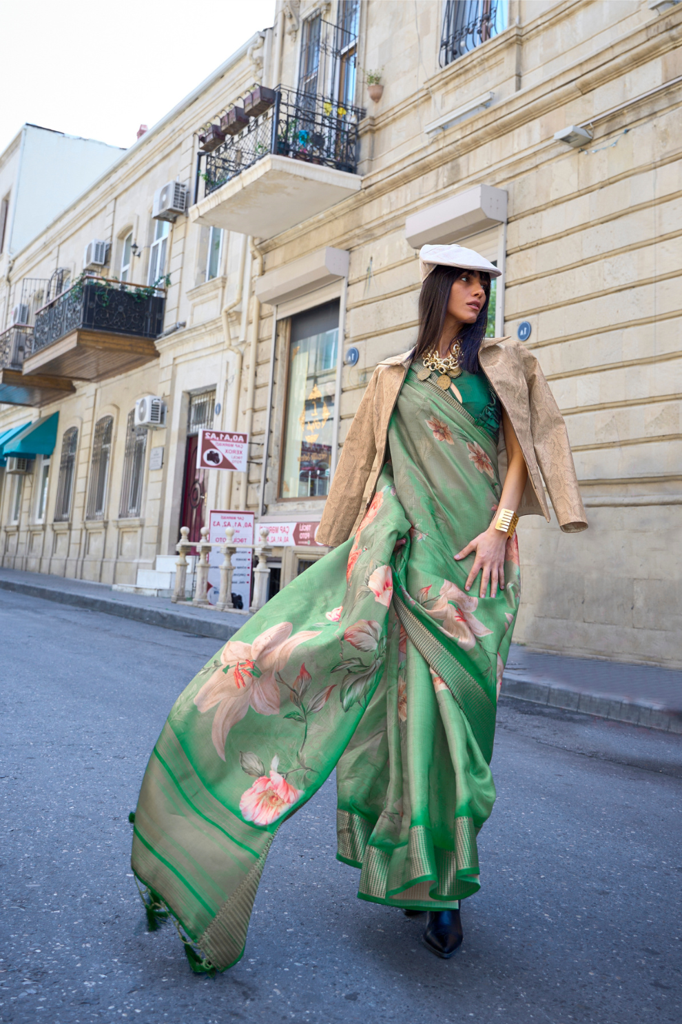 Satin Organza Saree with Elegant Weaving Touch