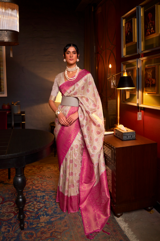 Elegant Pure Chaap Silk Saree with Weaving Detailing