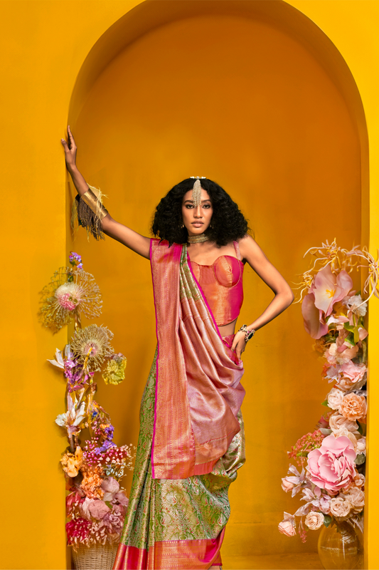 Pure Dharmavaram Silk Saree with Handloom Weaving Craft