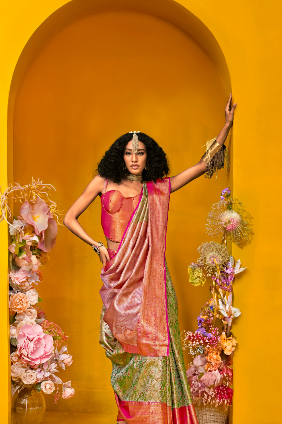 Pure Dharmavaram Silk Saree with Handloom Weaving Craft