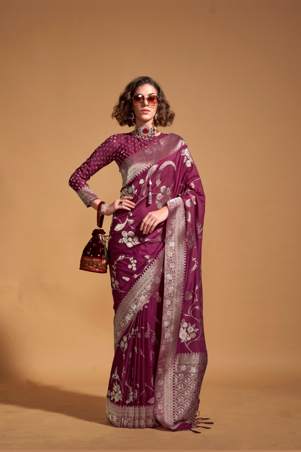 Pure Georgette Handloom Woven Silk Saree with Graceful Texture