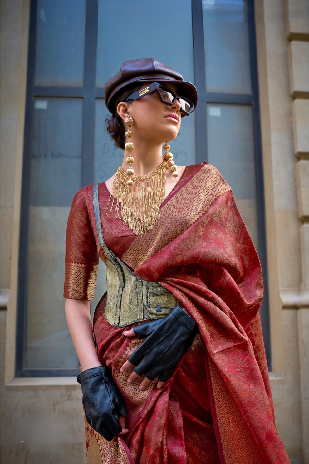 Pure Handloom Two Tone Organza Weaving Saree with Subtle Zari Shine