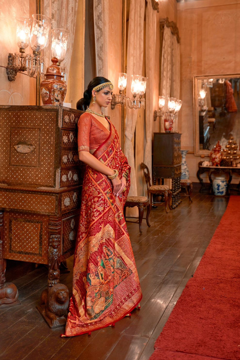 Handcrafted Patola Silk Saree with Traditional Design Motifs