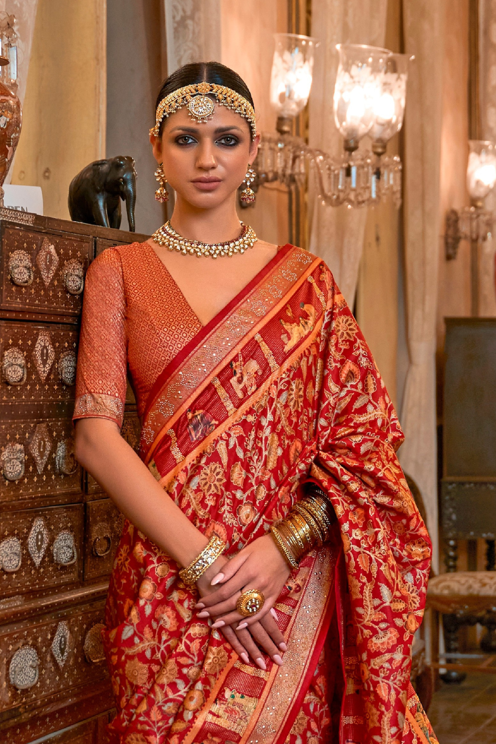 Handcrafted Patola Silk Saree with Traditional Design Motifs