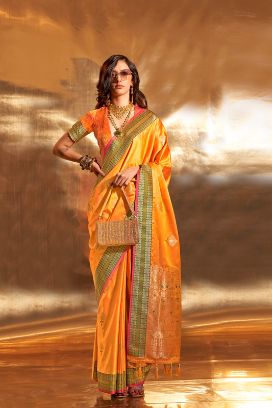 Woven Zari Satin Banarasi Silk Saree with Rich Traditional Detailing