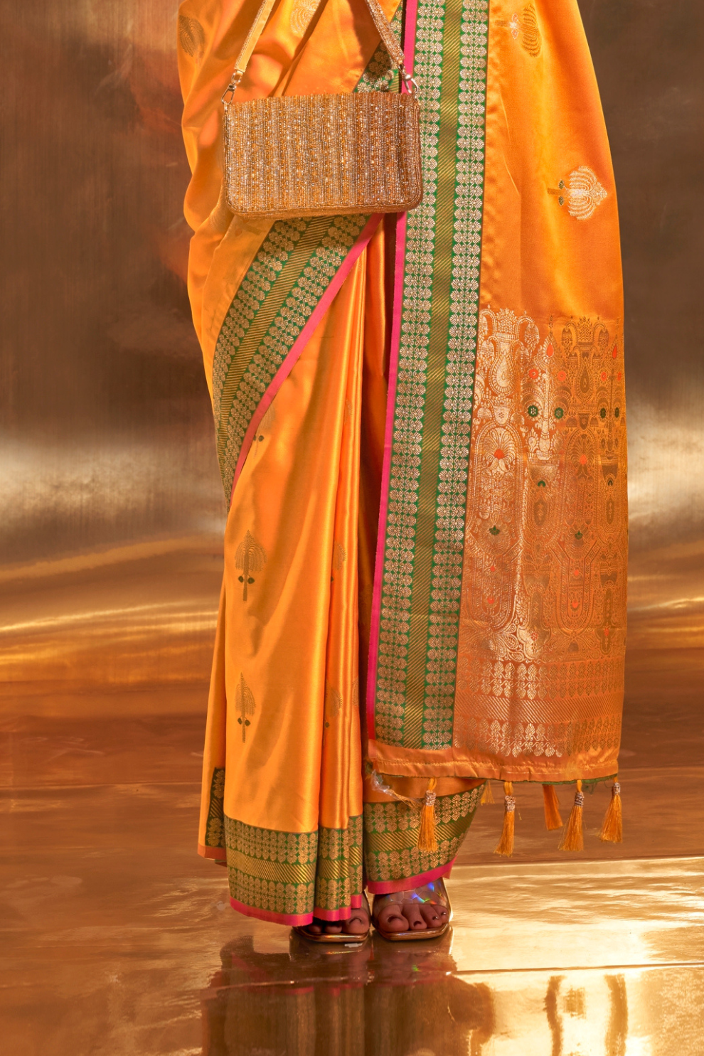 Woven Zari Satin Banarasi Silk Saree with Rich Traditional Detailing
