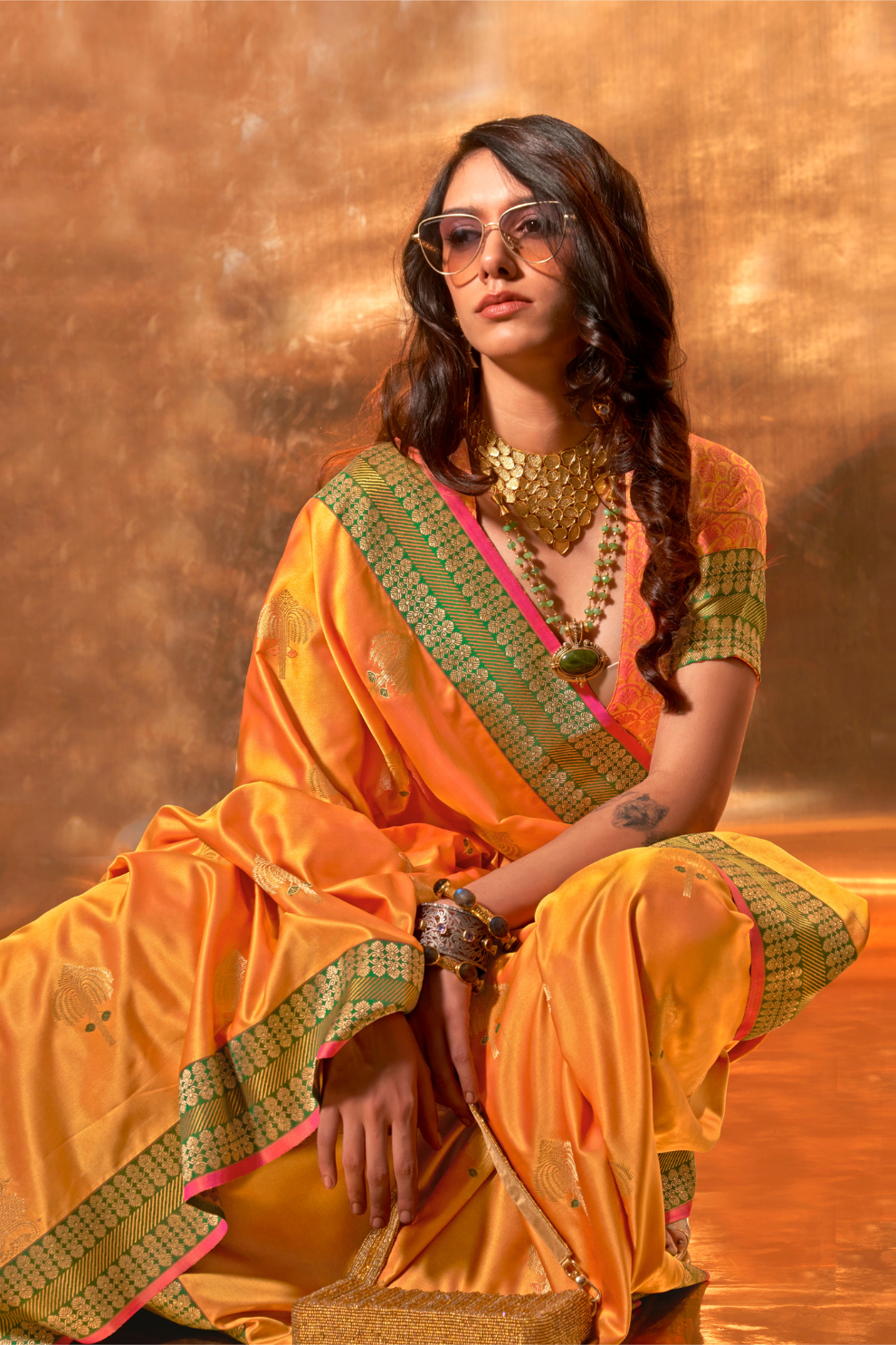 Woven Zari Satin Banarasi Silk Saree with Rich Traditional Detailing
