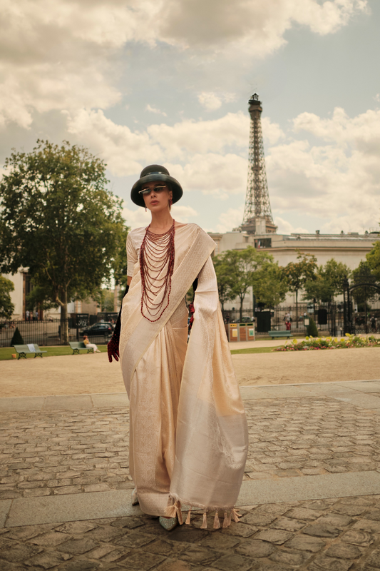 Lustrous Silk Satin Saree with Elegant Drape