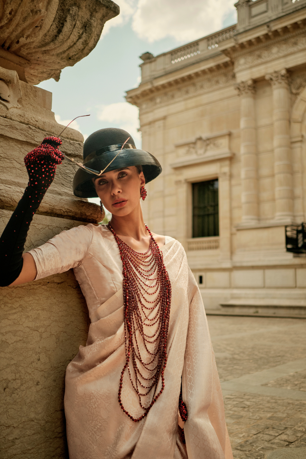 Lustrous Silk Satin Saree with Elegant Drape