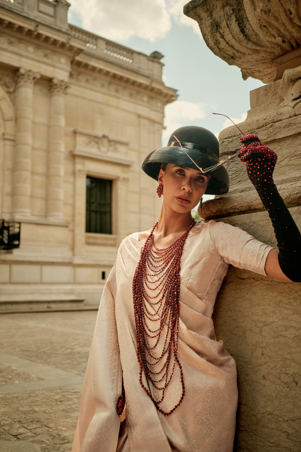 Lustrous Silk Satin Saree with Elegant Drape