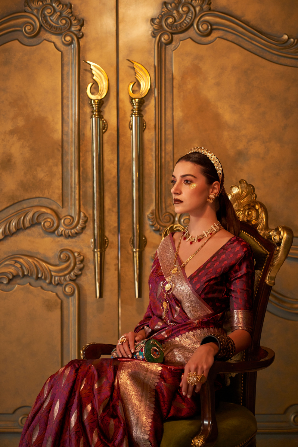 Satin Handloom Saree with Intricate Weaving Work