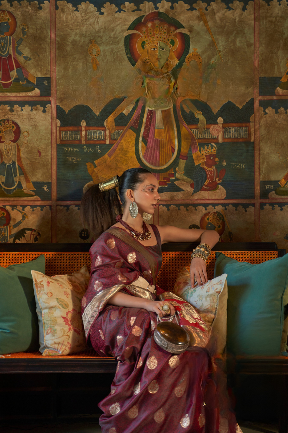 Elora Satin Tanchoi Silk Blend Saree with Handloom Weaving