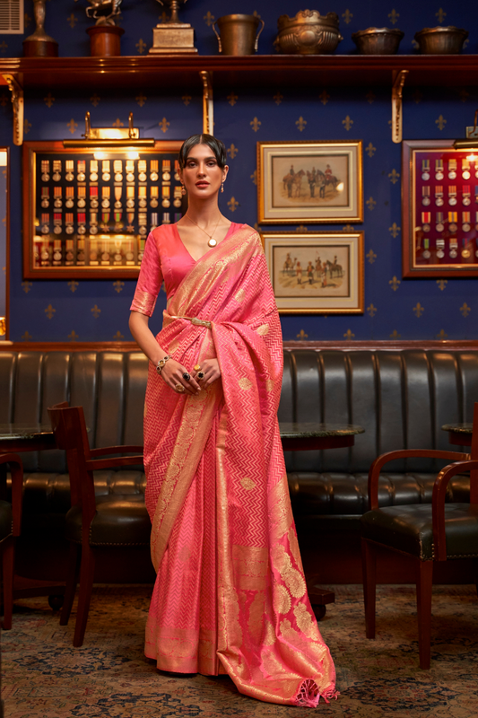 Pure Satin Weaving Silk Saree with Luxurious Glossy Finish