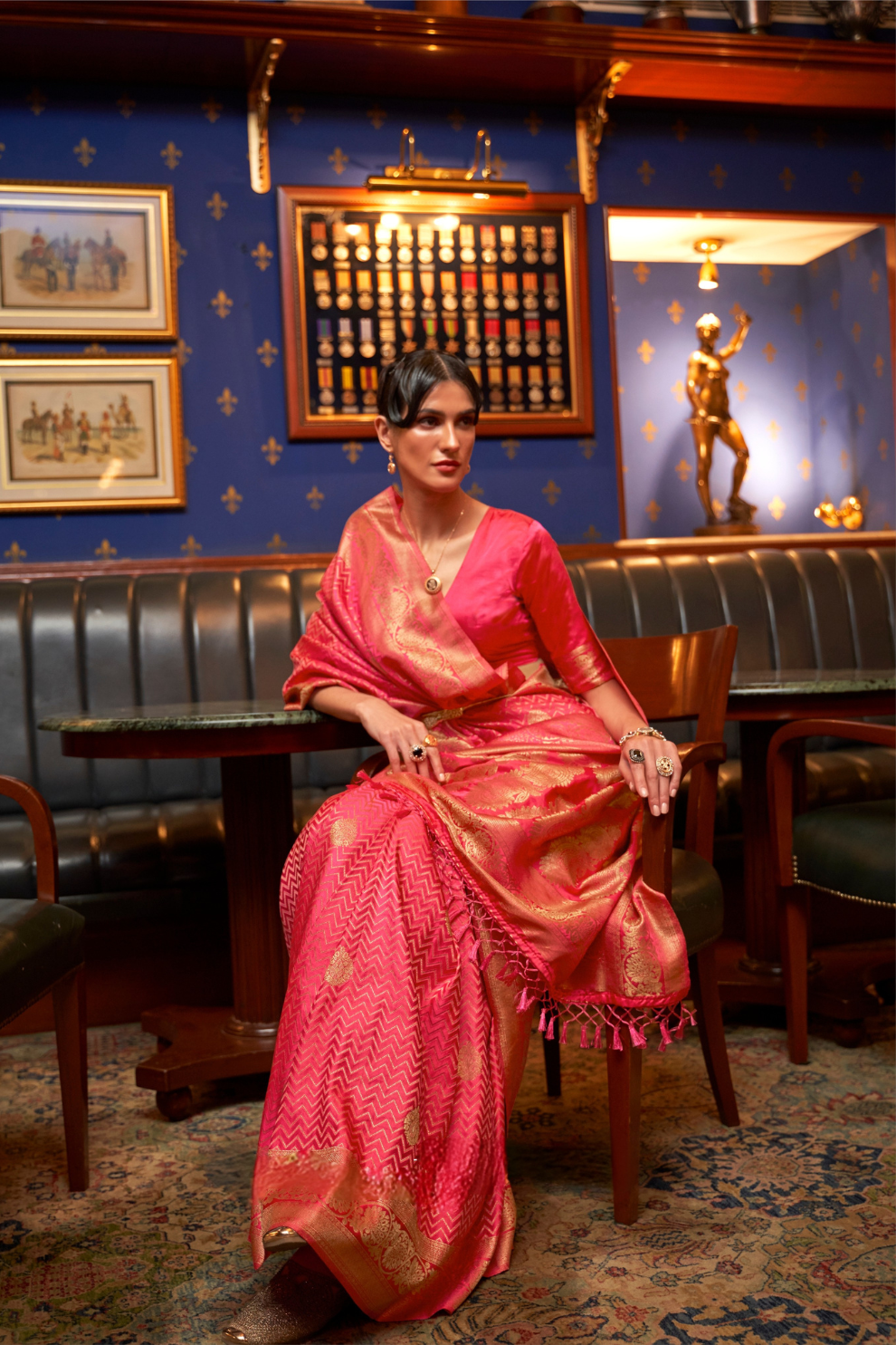 Pure Satin Weaving Silk Saree with Luxurious Glossy Finish