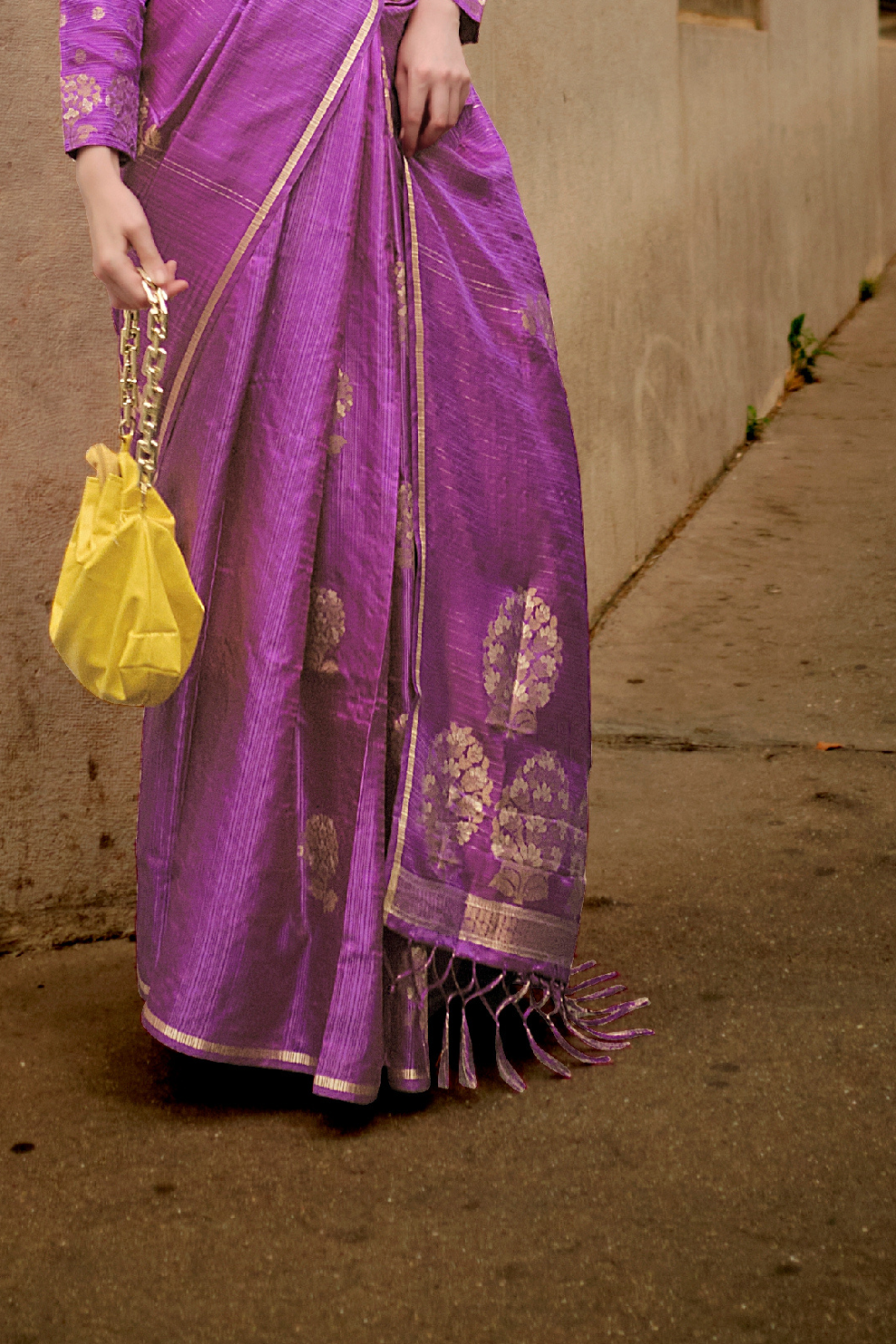 Zari Handloom Woven Satin Silk Saree with Lustrous Finish