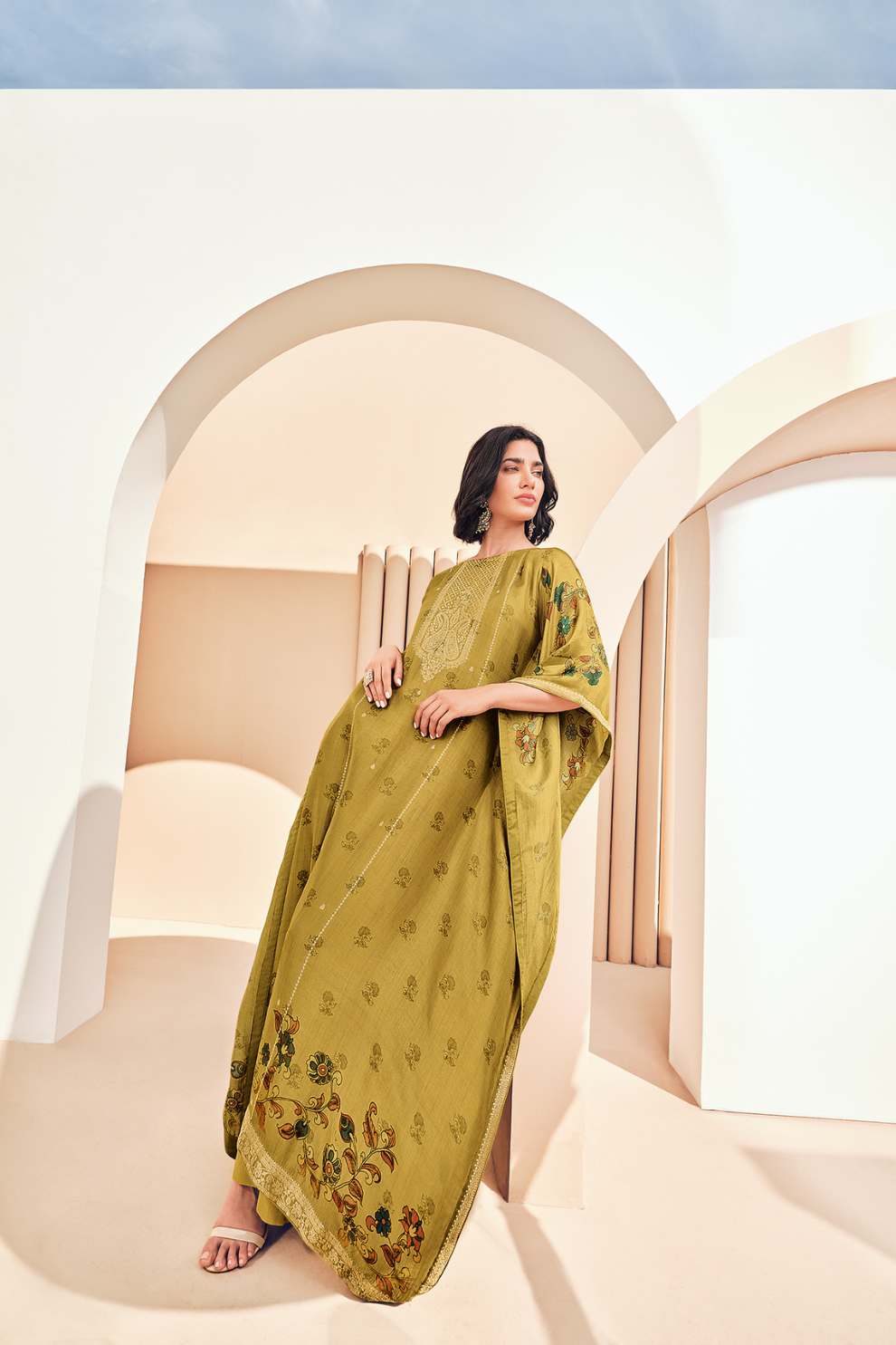 Pure Viscose Digitally Printed Kaftan with Pants