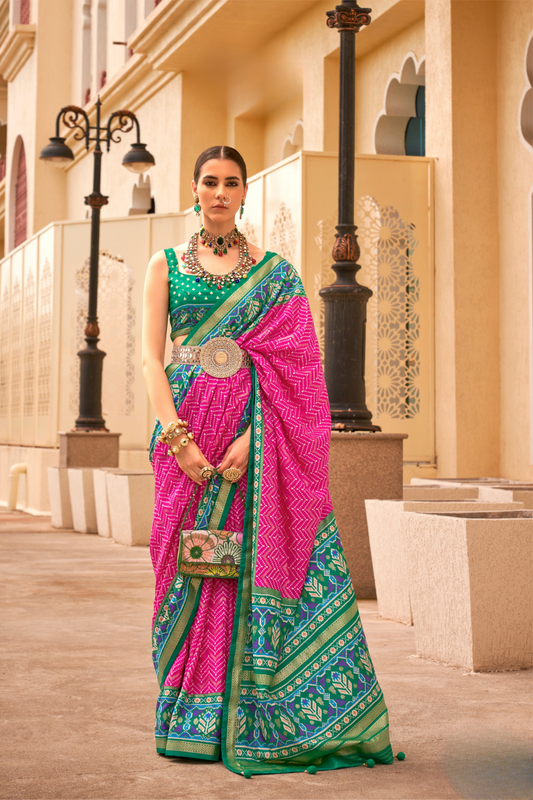 Classy Mehndi Traditional Saree with Elegant Weaving Work