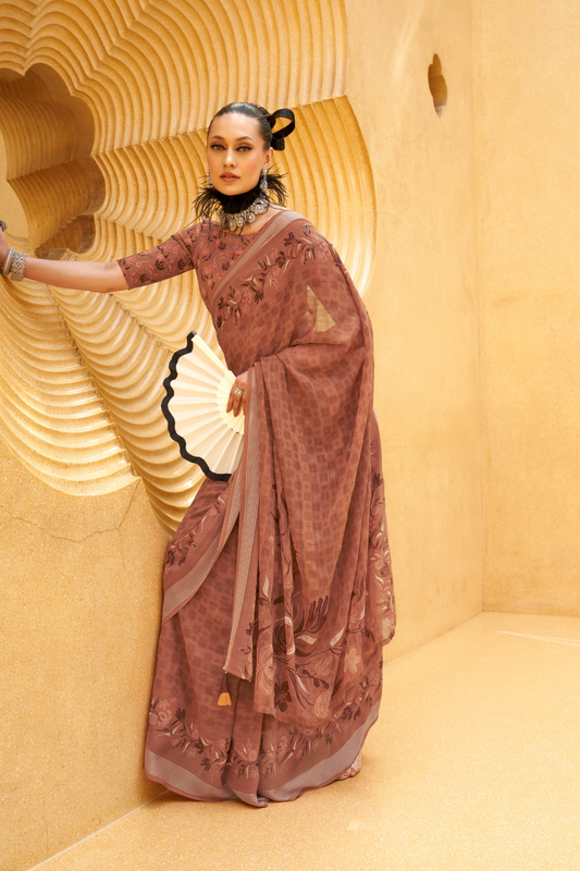 Designer Poly Viscose Silk Georgette Saree with Digital Prints