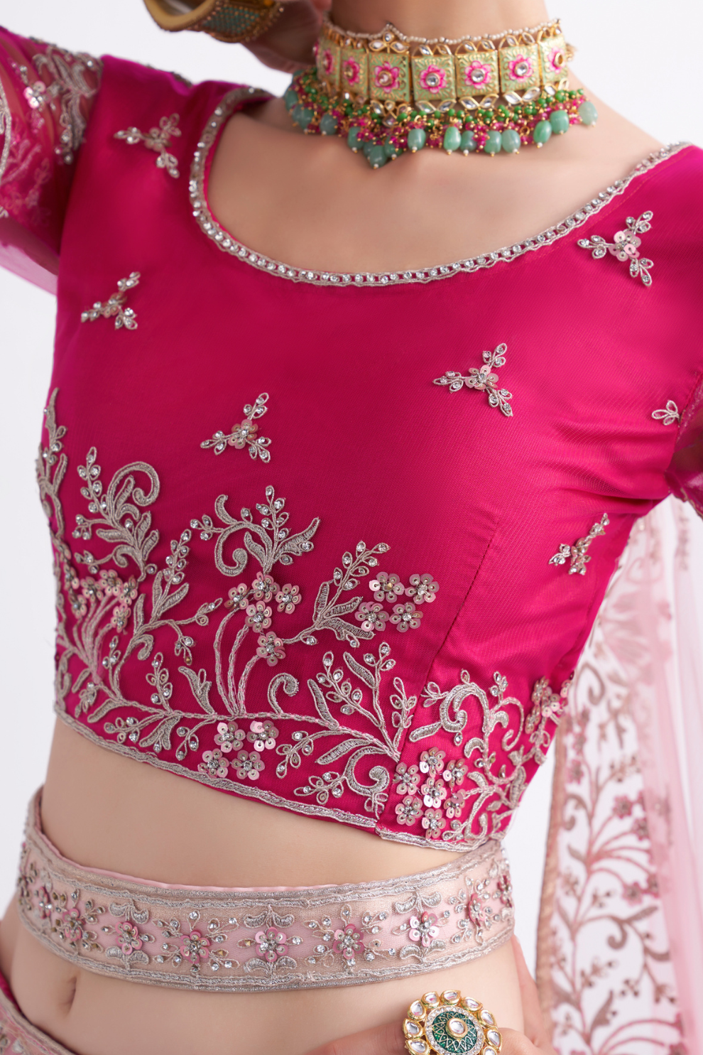 Graceful Wedding Lehenga Choli In Net Fabric With Embroidery Work