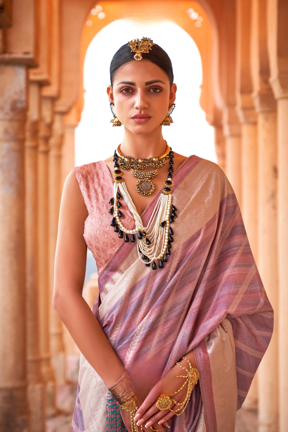 Designer Poly Viscose Silk Saree with Printed Foil Touch