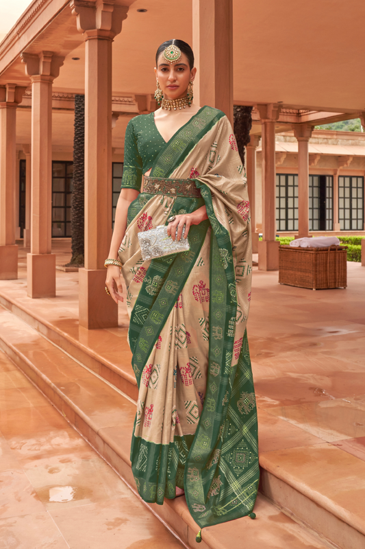 Pure Silk Patola Saree with Rich Zari Weaving and Blouse
