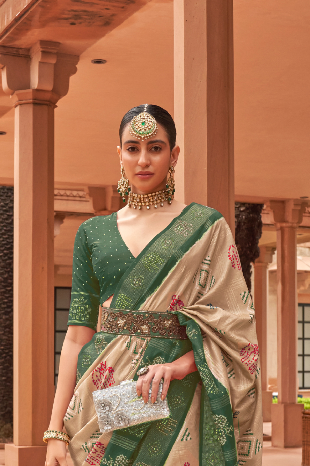 Pure Silk Patola Saree with Rich Zari Weaving and Blouse