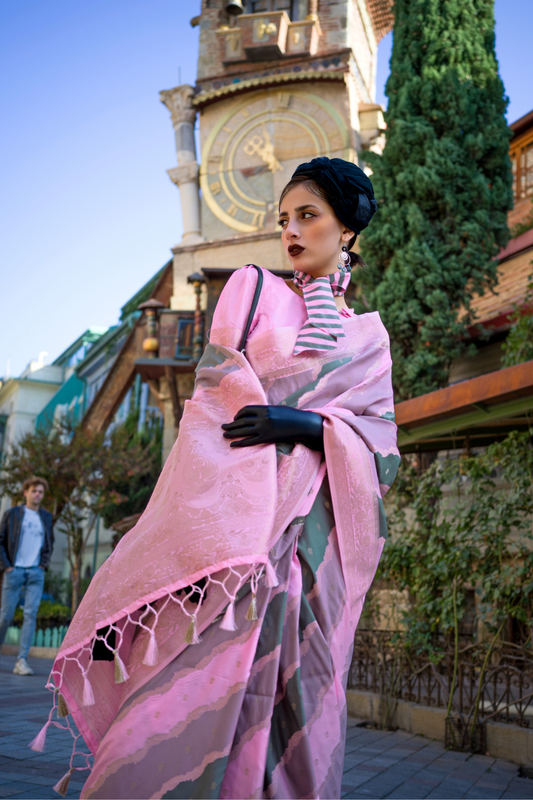 Rangkaat Handloom Katan Silk Saree with Multicolor Weaving