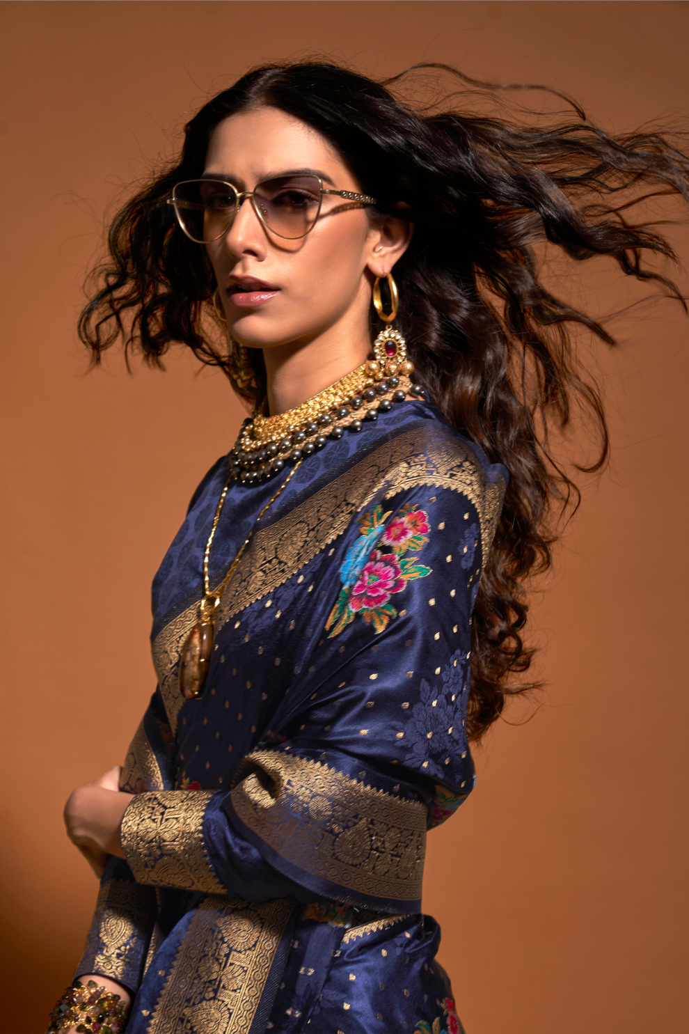 Elegant Floral Satin Silk Saree with Handloom Weaving Finish