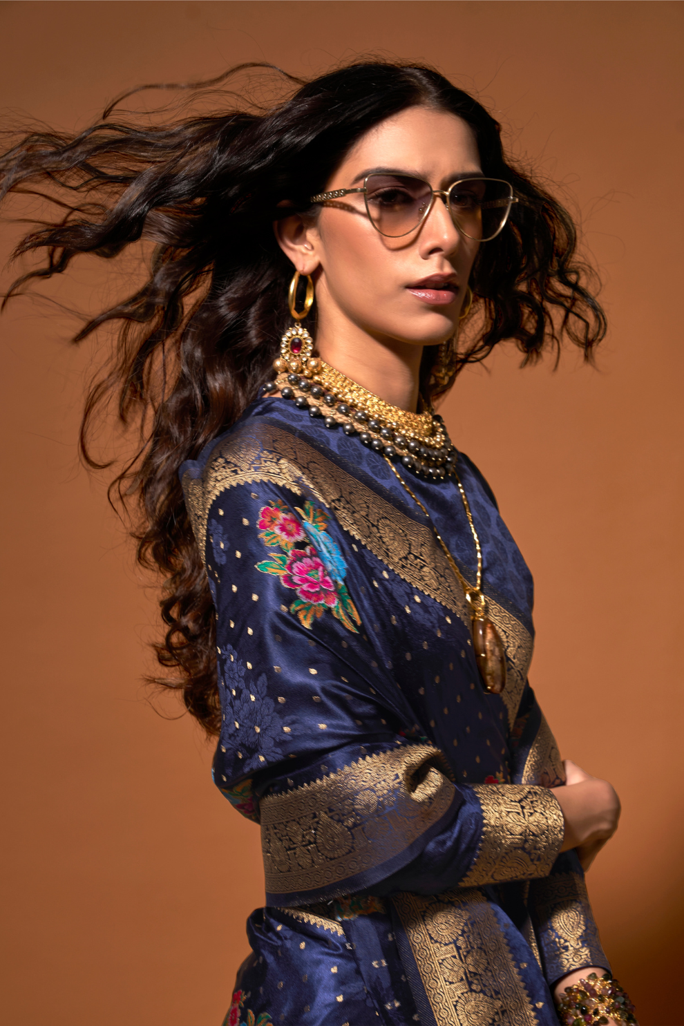 Elegant Floral Satin Silk Saree with Handloom Weaving Finish