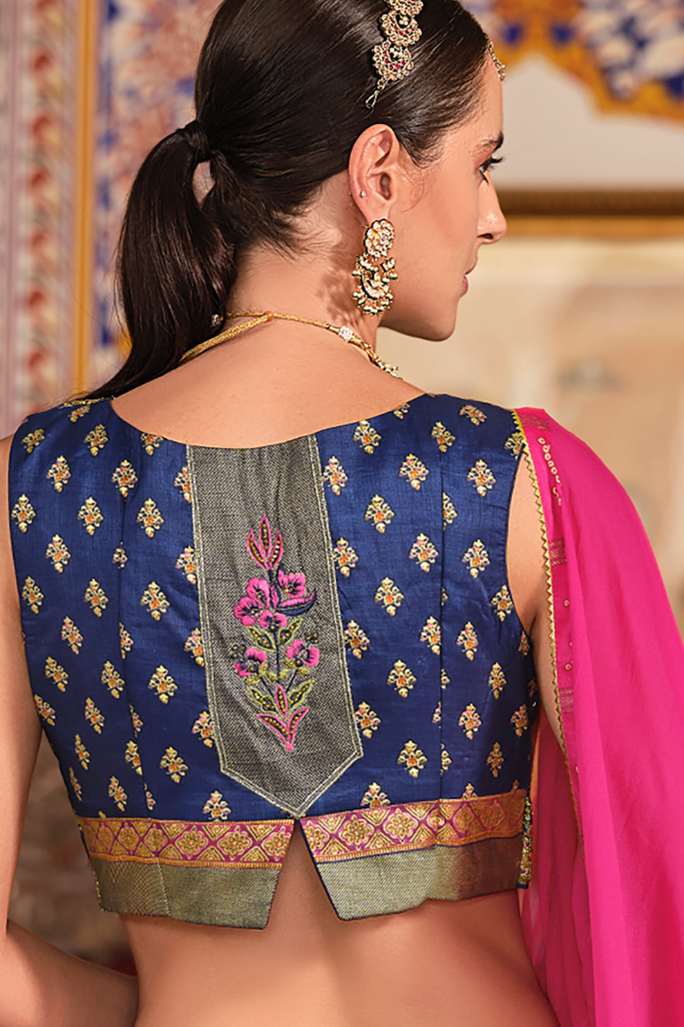 Pink Silk Foil Print Readymade Lehenga Choli for Ceremonial Wear - LaVante Fashion