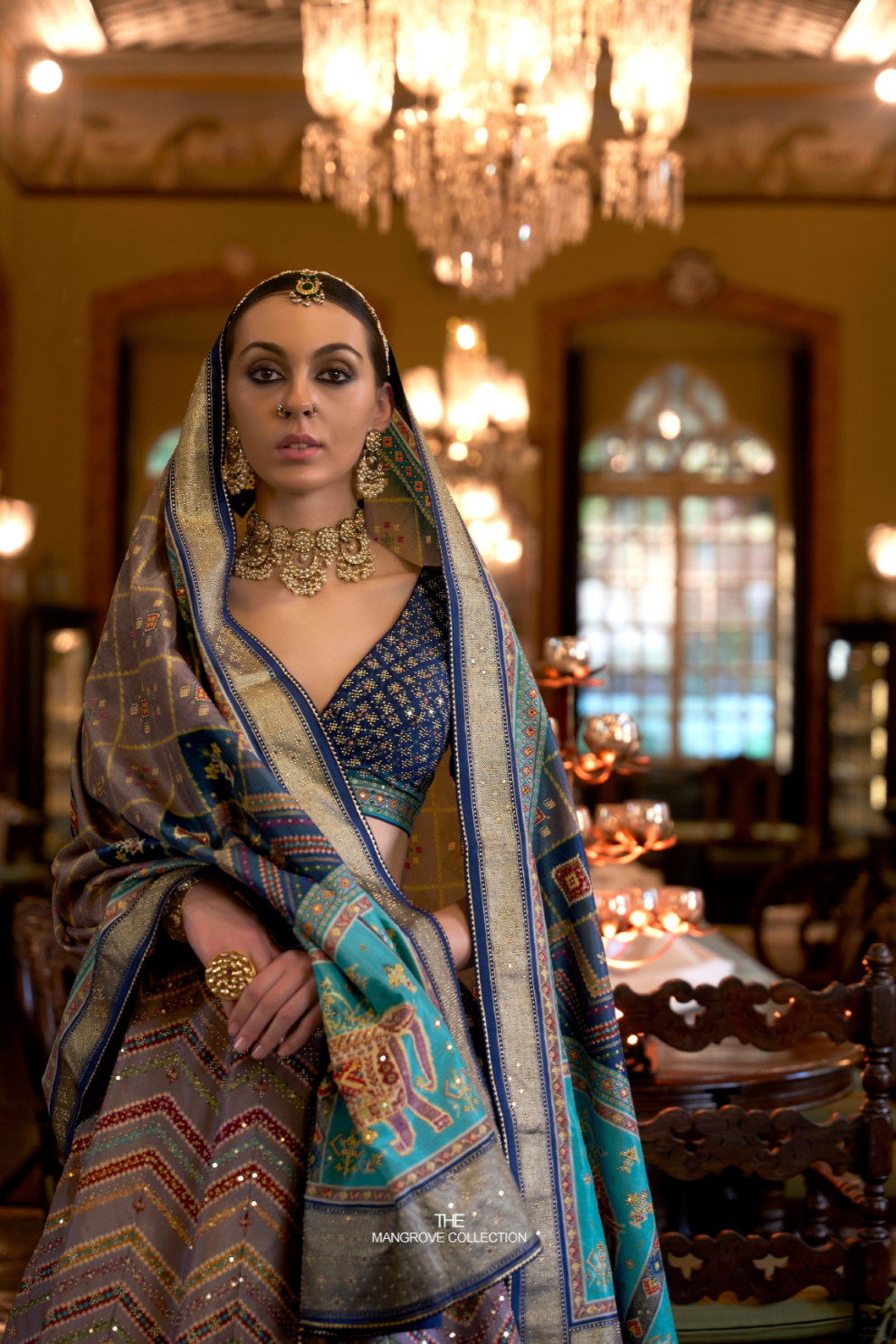 Cultural Elegance Blue Printed Lehenga Choli - LaVante Fashion
