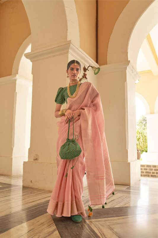 Grace in Every Drape Organza Tissue Saree with Sheer Elegance