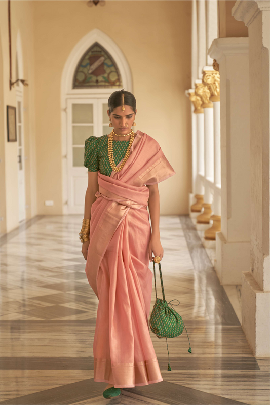 Grace in Every Drape Organza Tissue Saree with Sheer Elegance