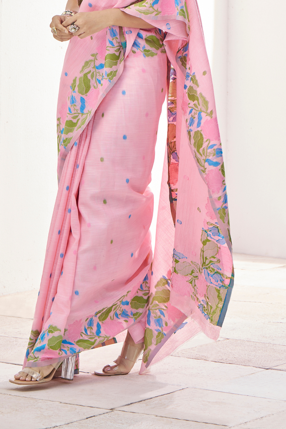 Soft Linen Saree with Natural Texture and Elegant Drape - LaVante Fashion