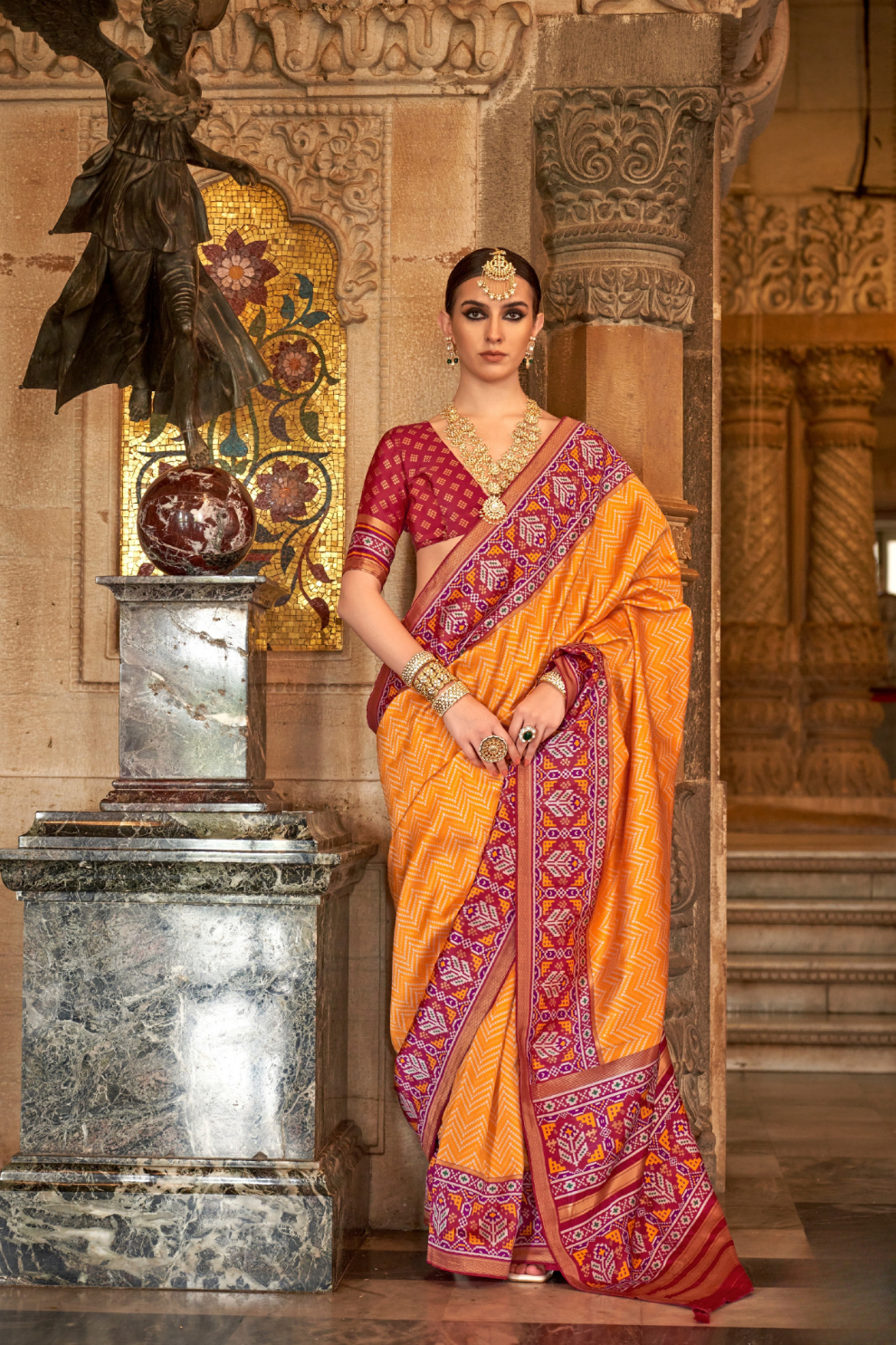 Vibrant Digital Printed Art Silk Saree with Contemporary Design