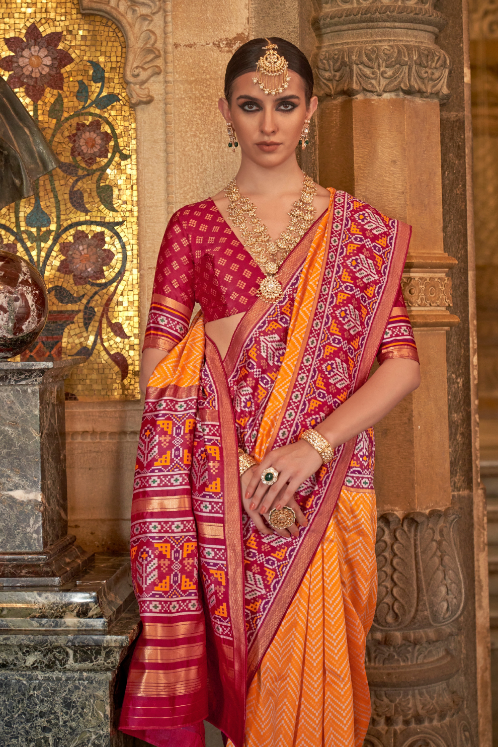Vibrant Digital Printed Art Silk Saree with Contemporary Design