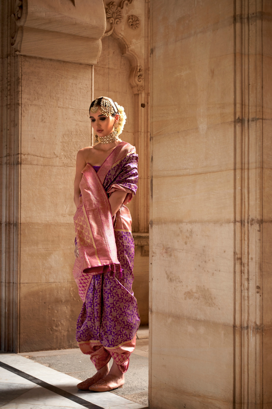 Premium Vichitra Silk Saree with Traditional Banarasi Woven Patterns
