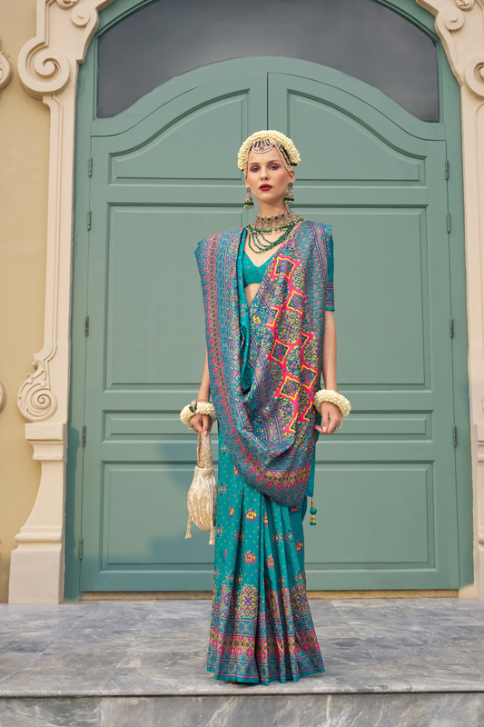 Handwoven Banarasi Silk Saree with Meenakari Kashmiri Designs